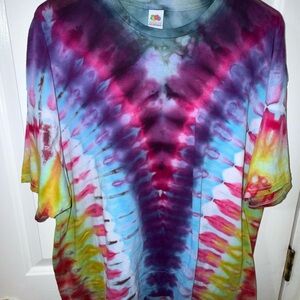 Fruit of the Loom Vibrant Tie-Dye Tee in Purple, Blue, Yellow, Pink